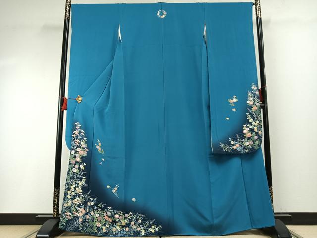 平和屋着物●豪華振袖 友禅 作家物 草花文 暈し染め 正絹 逸品 AABF5914fy