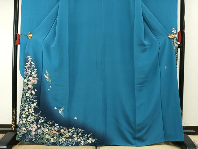 平和屋着物●豪華振袖 友禅 作家物 草花文 暈し染め 正絹 逸品 AABF5914fy