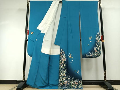 平和屋着物●豪華振袖 友禅 作家物 草花文 暈し染め 正絹 逸品 AABF5914fy
