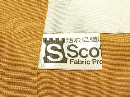 平和屋着物●無地絵羽訪問着 雪輪花文 黄朽葉色 正絹 逸品 AABF5915fy