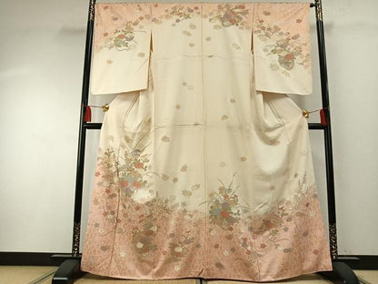 平和屋着物●訪問着　片輪車花文　暈し染め　金銀彩　正絹　逸品　AABF5916fy