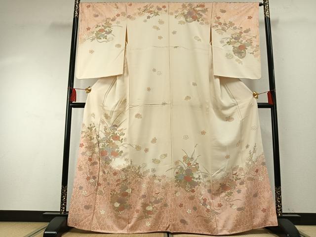 平和屋着物●訪問着　片輪車花文　暈し染め　金銀彩　正絹　逸品　AABF5916fy