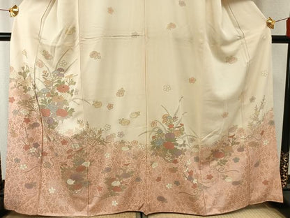 平和屋着物●訪問着　片輪車花文　暈し染め　金銀彩　正絹　逸品　AABF5916fy