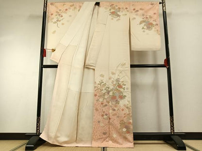 平和屋着物●訪問着　片輪車花文　暈し染め　金銀彩　正絹　逸品　AABF5916fy