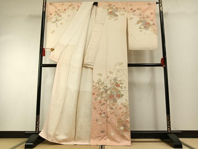 平和屋着物●訪問着　片輪車花文　暈し染め　金銀彩　正絹　逸品　AABF5916fy