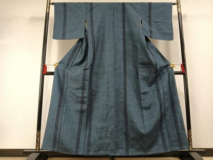 平和屋着物●上質な紬　80亀甲　間道　正絹　逸品　未使用　AABF5922fy