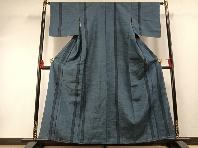 平和屋着物●上質な紬　80亀甲　間道　正絹　逸品　未使用　AABF5922fy