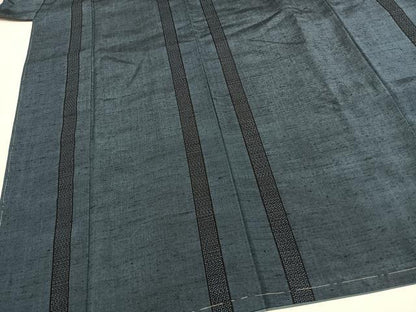 平和屋着物●上質な紬　80亀甲　間道　正絹　逸品　未使用　AABF5922fy