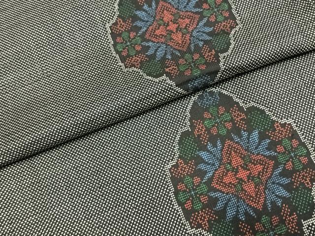 平和屋着物●本場大島紬　一元7マルキ　吉祥花文　正絹　逸品　AABF5923fy