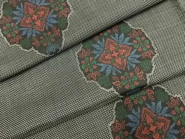 平和屋着物●本場大島紬　一元7マルキ　吉祥花文　正絹　逸品　AABF5923fy