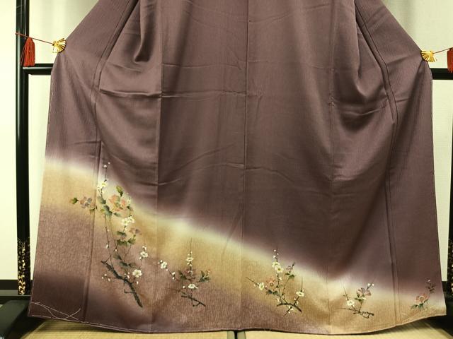 平和屋着物●訪問着 手描き 枝花文 暈し染め 正絹 逸品 未使用 AABF5924fy