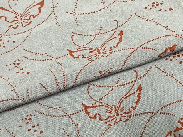 平和屋着物●上質な小紋 型染め 舞蝶文 正絹 逸品 AABF5925fy