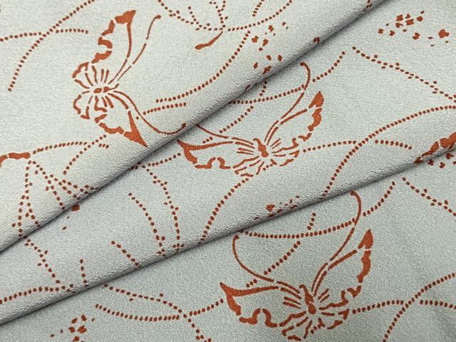 平和屋着物●上質な小紋 型染め 舞蝶文 正絹 逸品 AABF5925fy
