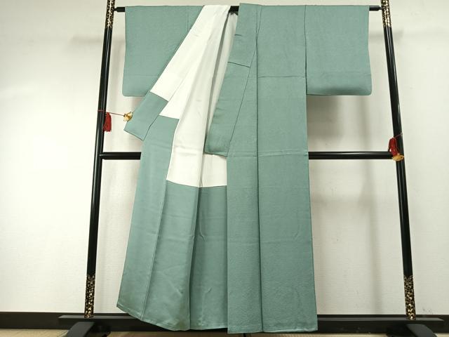 平和屋着物●上質な色無地　草花地紋　薄青色　正絹　逸品　AABF5926fy
