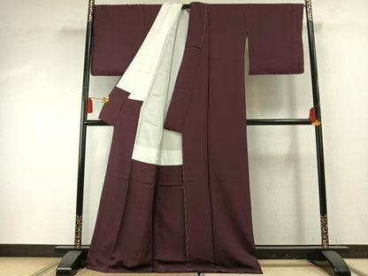 平和屋着物●上質な色無地　紫鳶色　正絹　逸品　未使用　AABF5927fy