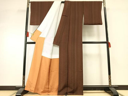 平和屋着物●上質な小紋　間道　鬼しぼ縮緬　正絹　逸品　AABF5928fy
