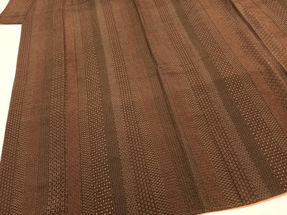 平和屋着物●上質な小紋　間道　鬼しぼ縮緬　正絹　逸品　AABF5928fy