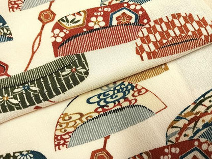 平和屋着物●上質な小紋 型染め 櫛 簪 鬼しぼ縮緬 正絹 逸品 AABF5929fy