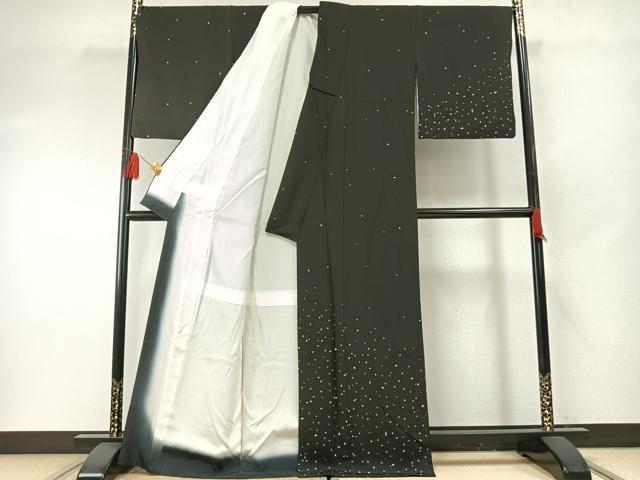 平和屋着物●訪問着 箔散らし文 黒地 正絹 逸品 AABF5930fy
