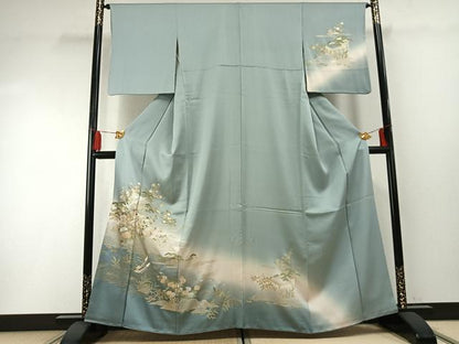 平和屋着物●訪問着　風景花文　暈し染め　金銀彩　正絹　逸品　AABF5934fy