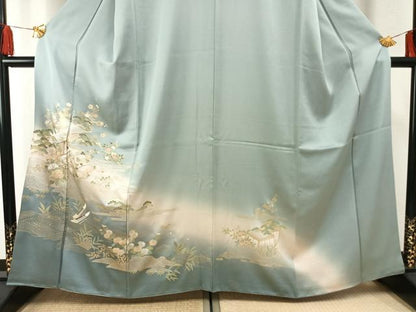 平和屋着物●訪問着　風景花文　暈し染め　金銀彩　正絹　逸品　AABF5934fy