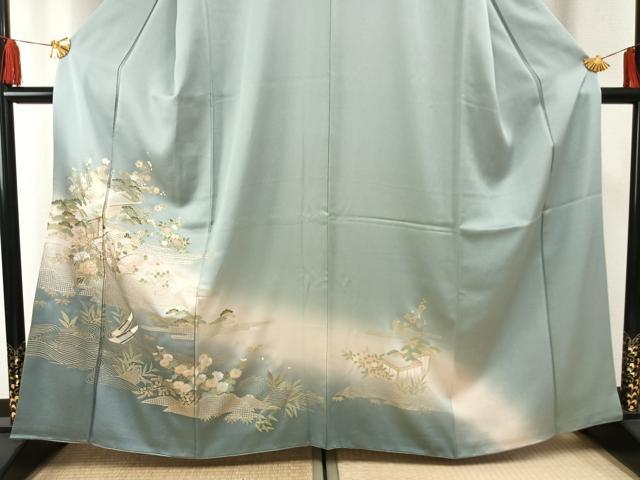 平和屋着物●訪問着　風景花文　暈し染め　金銀彩　正絹　逸品　AABF5934fy