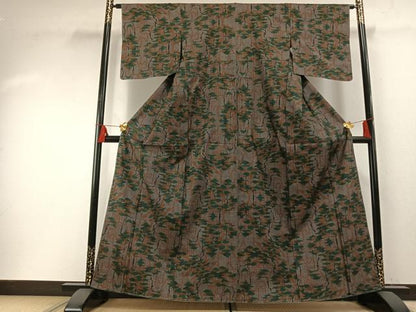 平和屋着物●本場大島紬　一元絣　樹林文　正絹　逸品　未使用　AABF5935fy