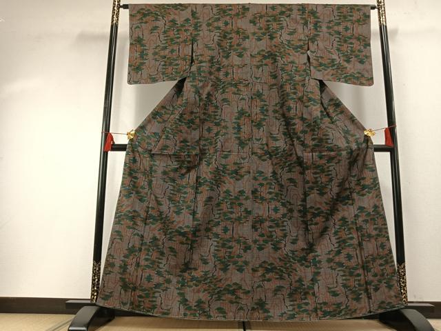 平和屋着物●本場大島紬　一元絣　樹林文　正絹　逸品　未使用　AABF5935fy