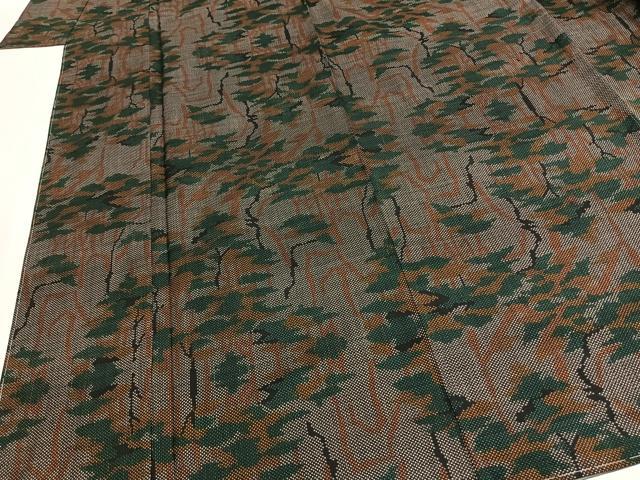 平和屋着物●本場大島紬　一元絣　樹林文　正絹　逸品　未使用　AABF5935fy