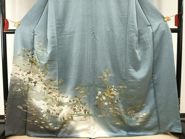 平和屋着物●訪問着　風景花文　暈し染め　金銀彩　正絹　逸品　AABF5936fy