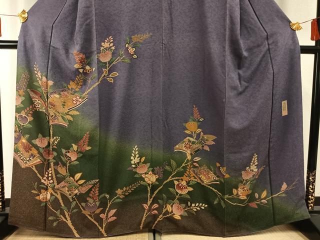 平和屋着物●訪問着 作家物 本苔染 冊子花蝶文 暈し染め 金彩 正絹 逸品 AABF5937fy