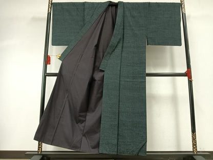 平和屋着物●男性　結城紬　アンサンブル　長襦袢(袷)セット　杢　正絹　逸品　AABF5941fy