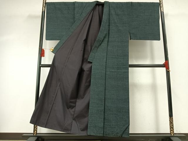 平和屋着物●男性　結城紬　アンサンブル　長襦袢(袷)セット　杢　正絹　逸品　AABF5941fy