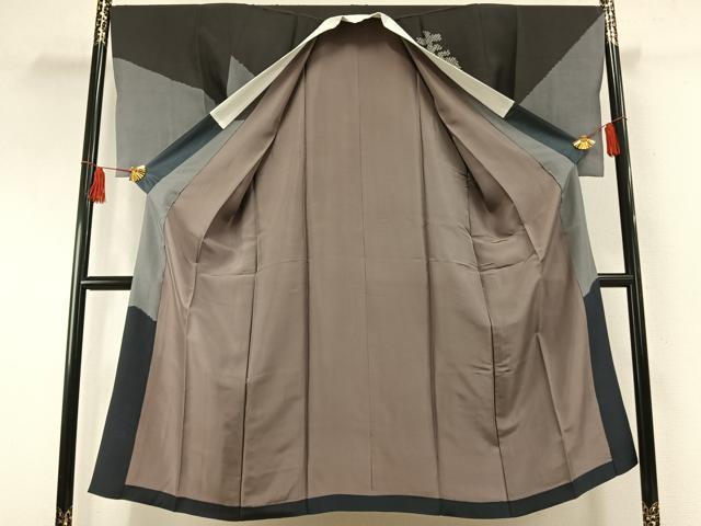 平和屋着物●男性　結城紬　アンサンブル　長襦袢(袷)セット　杢　正絹　逸品　AABF5941fy