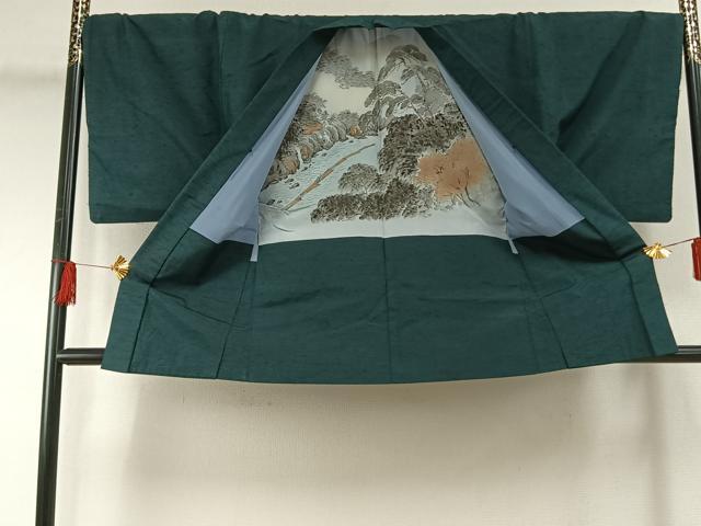 平和屋着物●男性　紬　アンサンブル　虫襖色　正絹　逸品　AABF5942fy