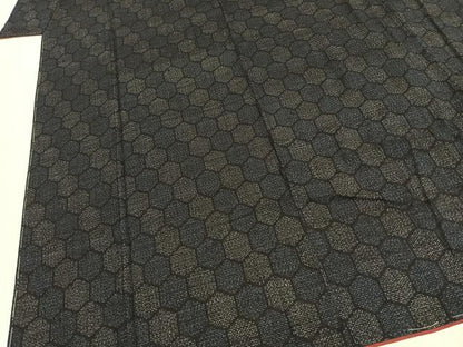 平和屋着物●本場結城紬　重要無形文化財　80亀甲　亀甲文様　正絹　逸品　未使用　AABF5944fy