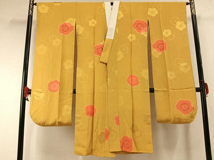 平和屋着物●振袖用長襦袢 袷 絞り 舞花文 金彩 正絹 逸品 AABF5945fy