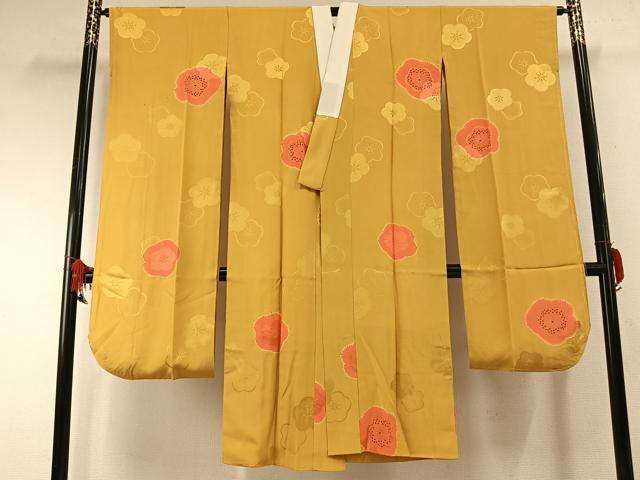 平和屋着物●振袖用長襦袢 袷 絞り 舞花文 金彩 正絹 逸品 AABF5945fy