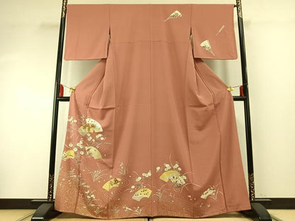 平和屋着物●訪問着 友禅 地紙花鳥文 金彩 正絹 逸品 AABF5946fy