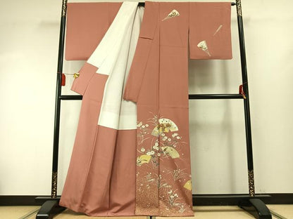 平和屋着物●訪問着 友禅 地紙花鳥文 金彩 正絹 逸品 AABF5946fy