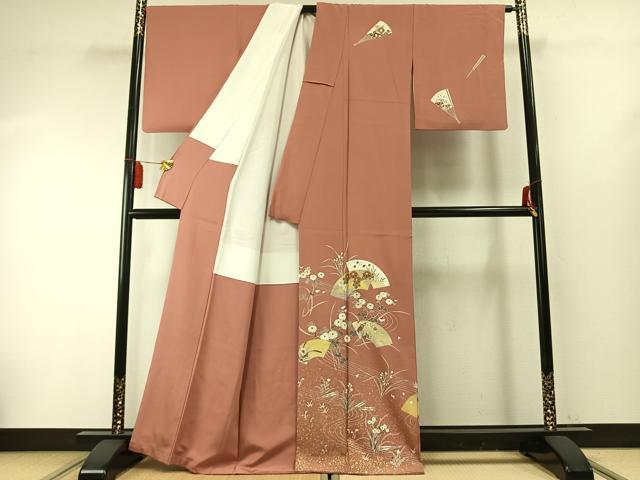 平和屋着物●訪問着 友禅 地紙花鳥文 金彩 正絹 逸品 AABF5946fy