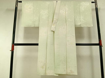 平和屋着物●長襦袢 袷 片輪車花地紋 暈し染め 正絹 逸品 AABF5948fy