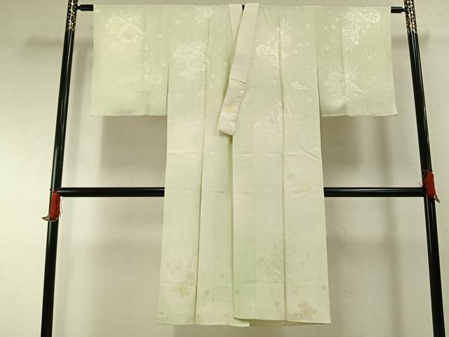 平和屋着物●長襦袢 袷 片輪車花地紋 暈し染め 正絹 逸品 AABF5948fy