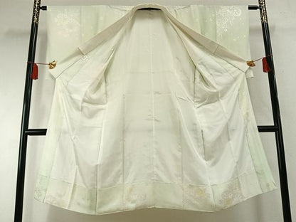 平和屋着物●長襦袢 袷 片輪車花地紋 暈し染め 正絹 逸品 AABF5948fy