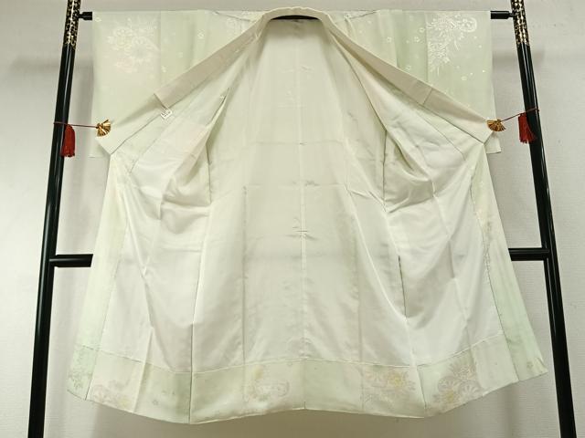 平和屋着物●長襦袢 袷 片輪車花地紋 暈し染め 正絹 逸品 AABF5948fy