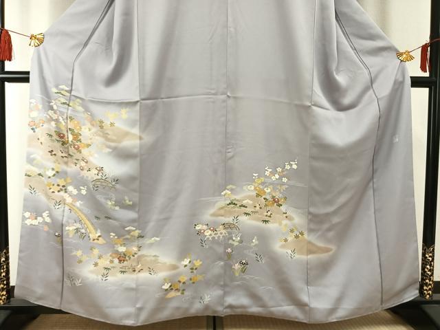 平和屋着物●創業460年・千總　訪問着　駒刺繍　風景花文　暈し染め　金彩　正絹　逸品　AABF5949fy