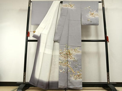 平和屋着物●創業460年・千總　訪問着　駒刺繍　風景花文　暈し染め　金彩　正絹　逸品　AABF5949fy