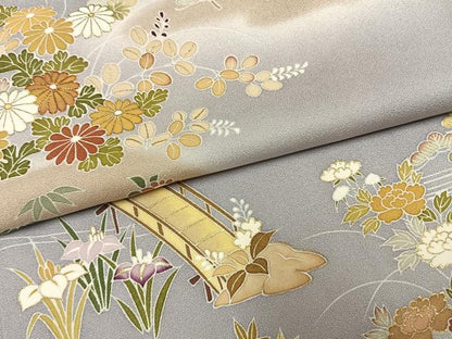 平和屋着物●創業460年・千總　訪問着　駒刺繍　風景花文　暈し染め　金彩　正絹　逸品　AABF5949fy