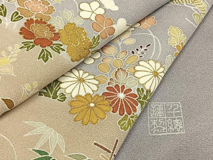平和屋着物●創業460年・千總　訪問着　駒刺繍　風景花文　暈し染め　金彩　正絹　逸品　AABF5949fy