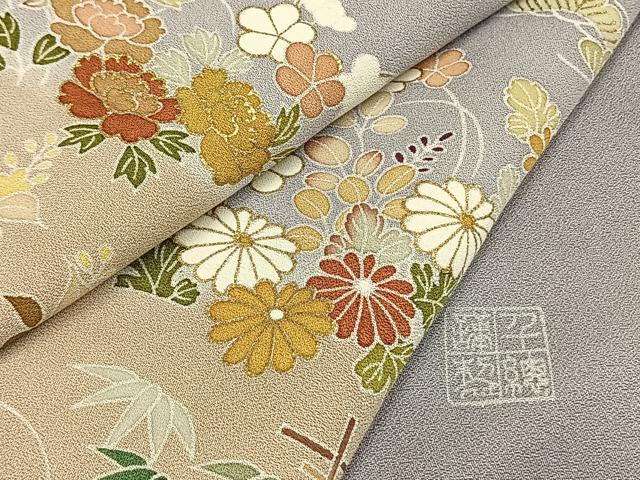 平和屋着物●創業460年・千總　訪問着　駒刺繍　風景花文　暈し染め　金彩　正絹　逸品　AABF5949fy